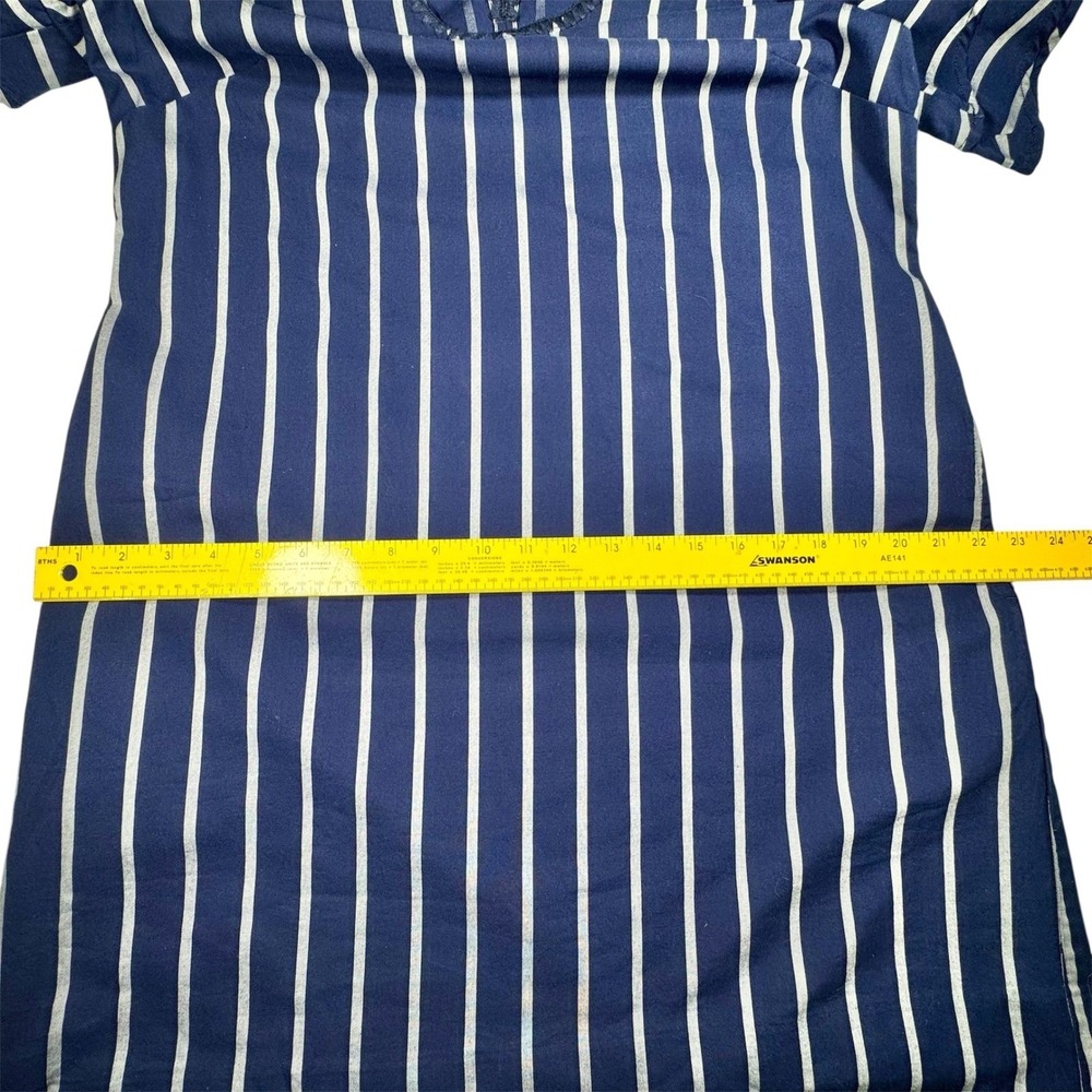 Tommy Bahama Dress M Medium Blue White Vista Stripe V Neck Flutter Sleeve Casual - Picture 14 of 16
